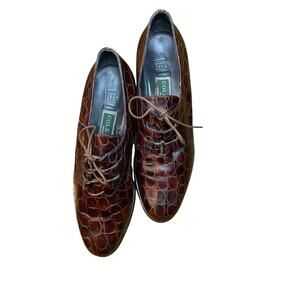 Cole Haan Alligator Burgundy Leather Oxford Dress Shoes 8 Academia Poet Classic